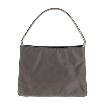 PRADA Handbag Nylon gray Handbag Shoulder Bag Test Croco embossed Women Used Authentic