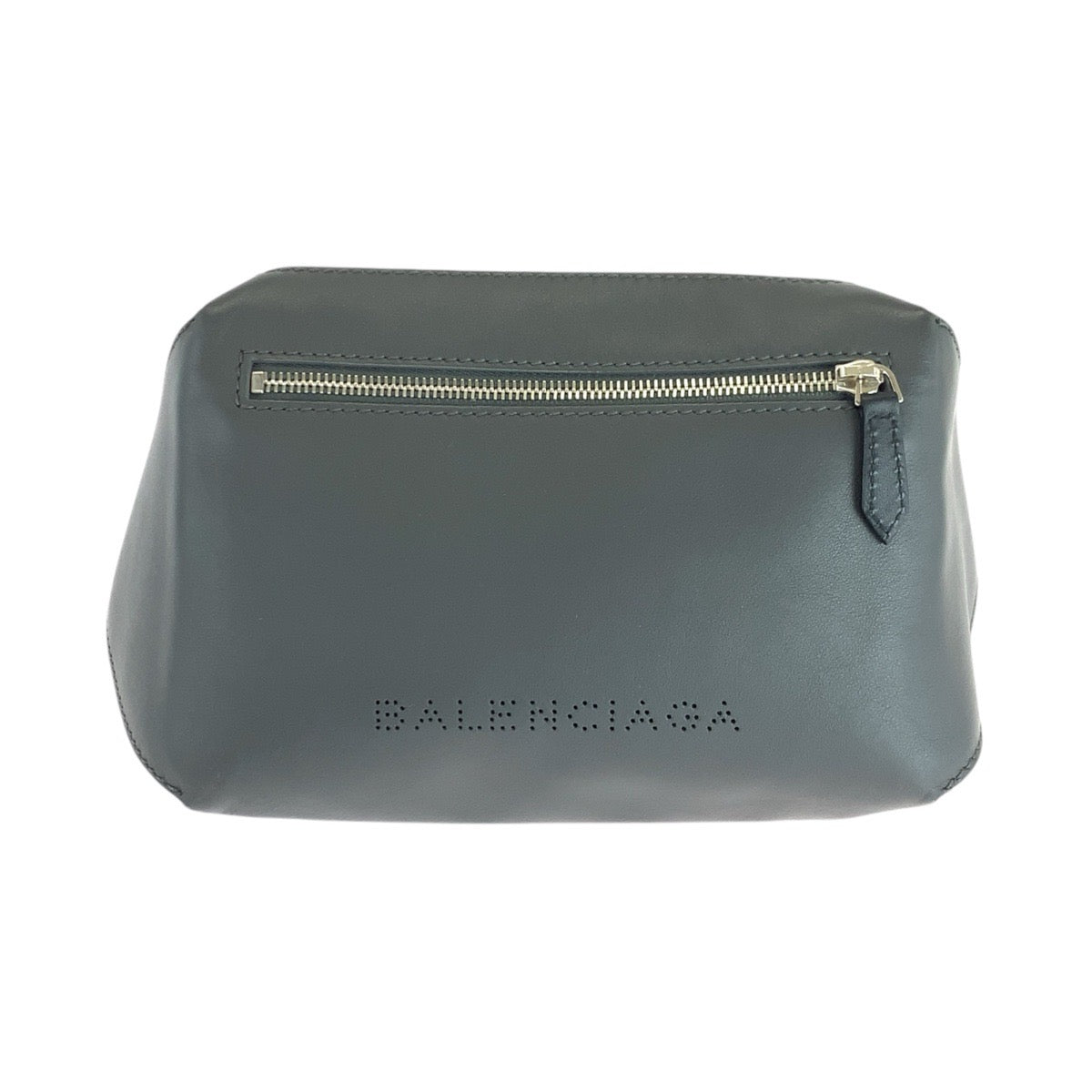 BALENCIAGA Sling bag 433625 leather Black Charcoal Gray SilverMetal Sling bag, waist bag, bum bag Punching logo mens Used Authentic