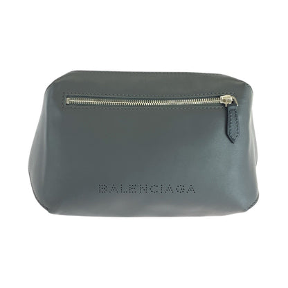 BALENCIAGA Sling bag 433625 leather Black Charcoal Gray SilverMetal Sling bag, waist bag, bum bag Punching logo mens Used Authentic
