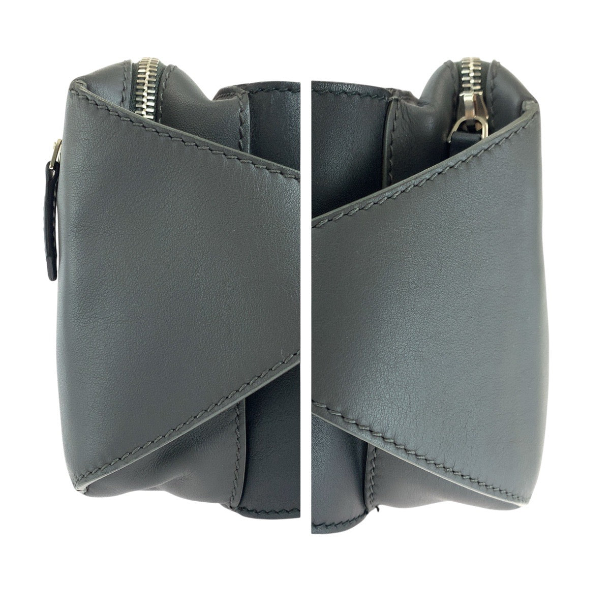 BALENCIAGA Sling bag 433625 leather Black Charcoal Gray SilverMetal Sling bag, waist bag, bum bag Punching logo mens Used Authentic