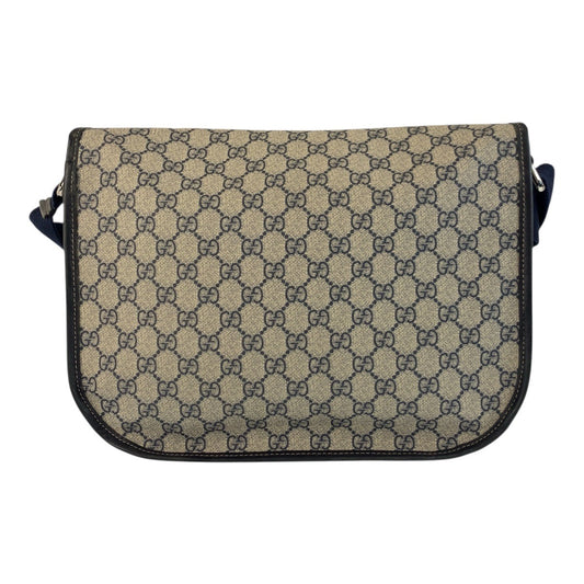GUCCI Shoulder Bag 201732 GG Supreme Canvas Gray Navy SilverMetal Shoulder Bag Messenger bag mens Used Authentic