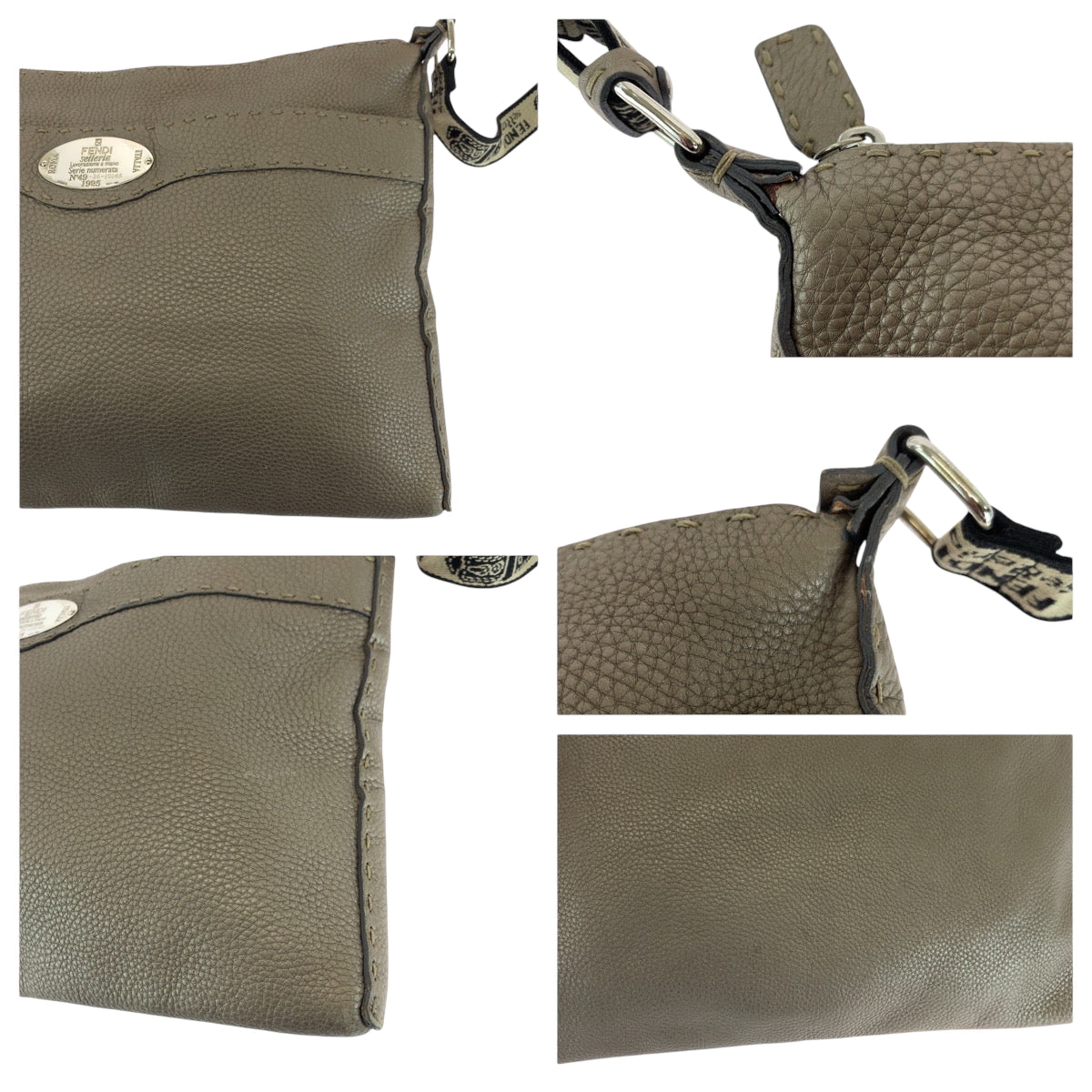 FENDI Shoulder Bag 2390-8BT093 leather Beige SilverMetal Shoulder Bag Crossbody Celeria Women Used Authentic