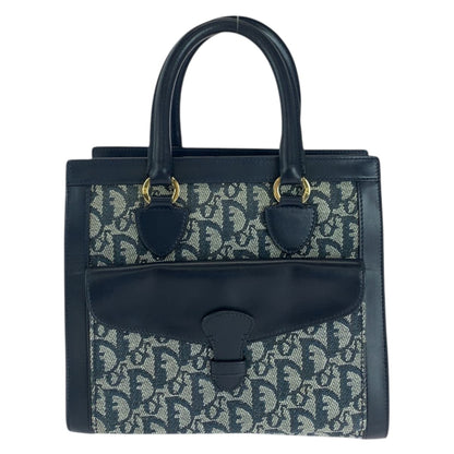 Dior Tote Bag Canvas, Leather Navy Gold Metal Tote Bag handbag Trotter Women Used Authentic