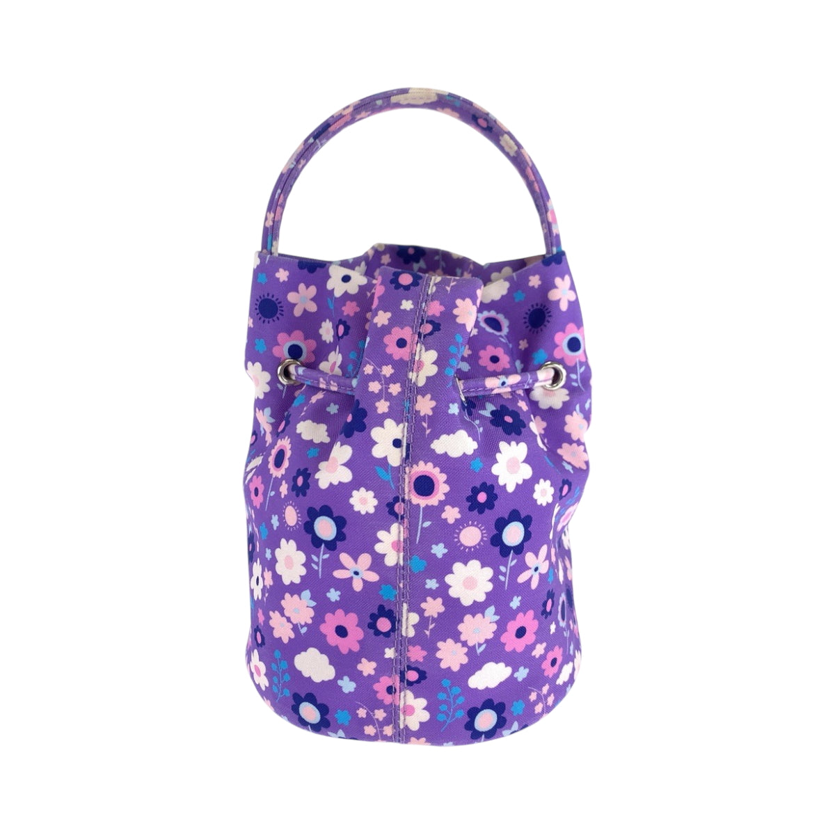 BALENCIAGA Shoulder Bag 656682 Ikat nylon canvas Purple Multicolor SilverMetal Shoulder Bag Handbag 2way Drawstring Bucket Bag Flower Pu Women Used Authentic