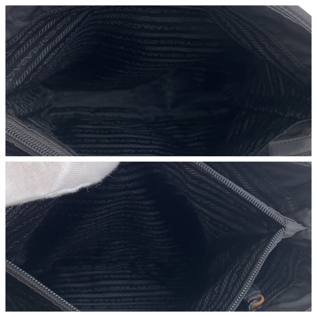 PRADA Tote Bag Nylon black Tote Bag Shoulder Bag Test Triangle With logo Women Used Authentic