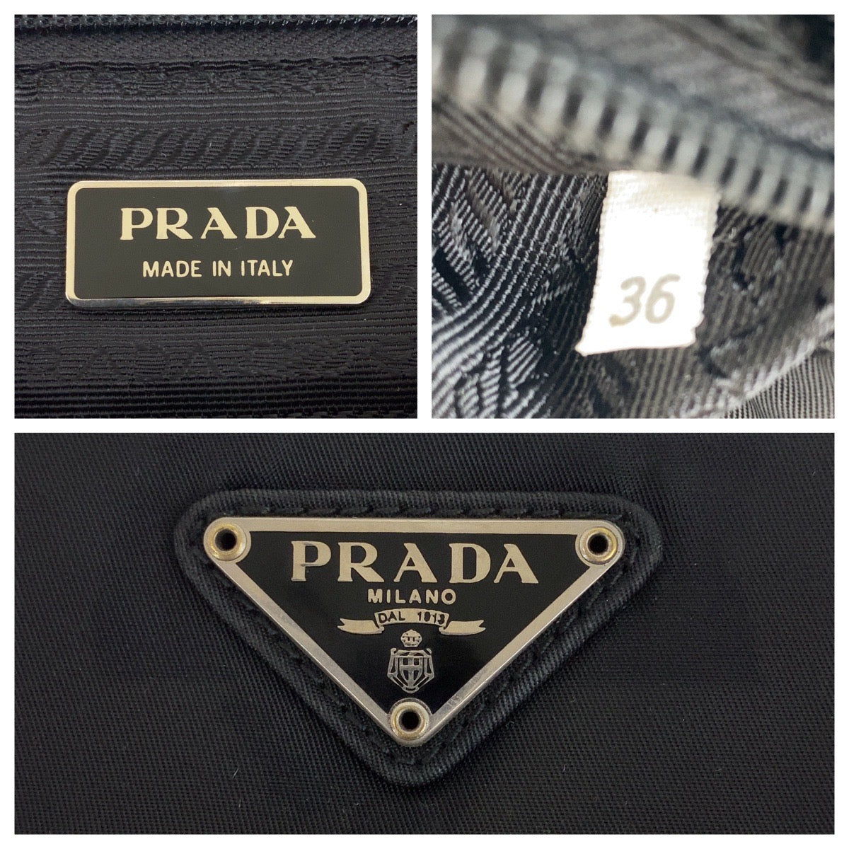 PRADA Tote Bag Nylon black Tote Bag Shoulder Bag Test Triangle With logo Women Used Authentic