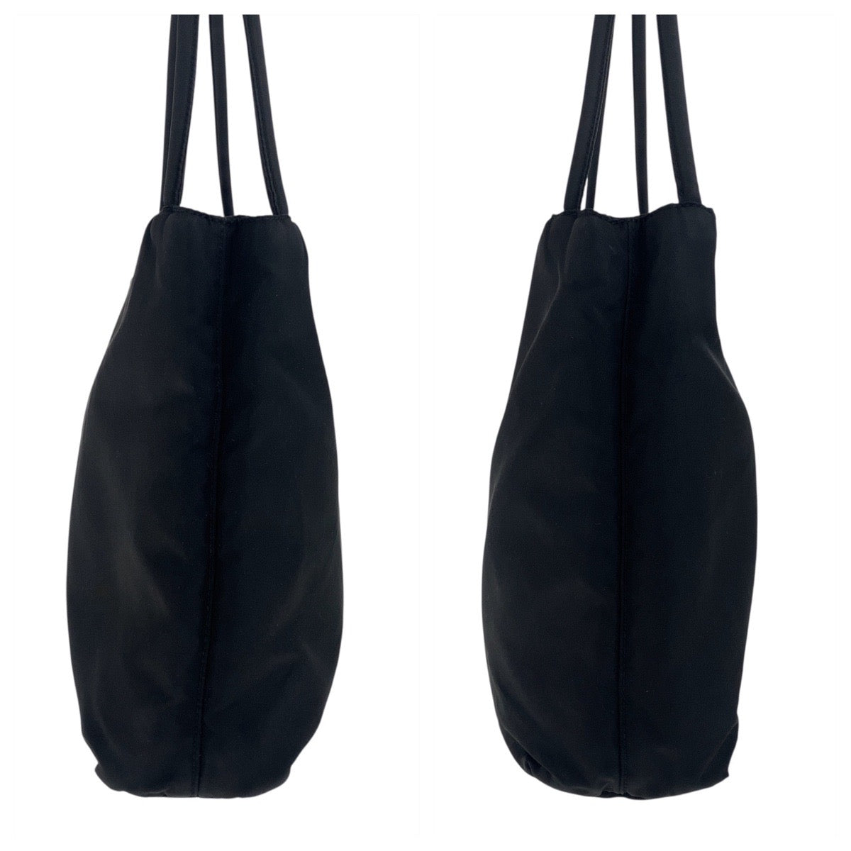 PRADA Tote Bag Nylon black Tote Bag Shoulder Bag Test Triangle With logo Women Used Authentic