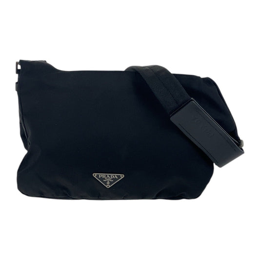 PRADA Shoulder Bag Nylon Black Black SilverMetal Test Triangle With logo