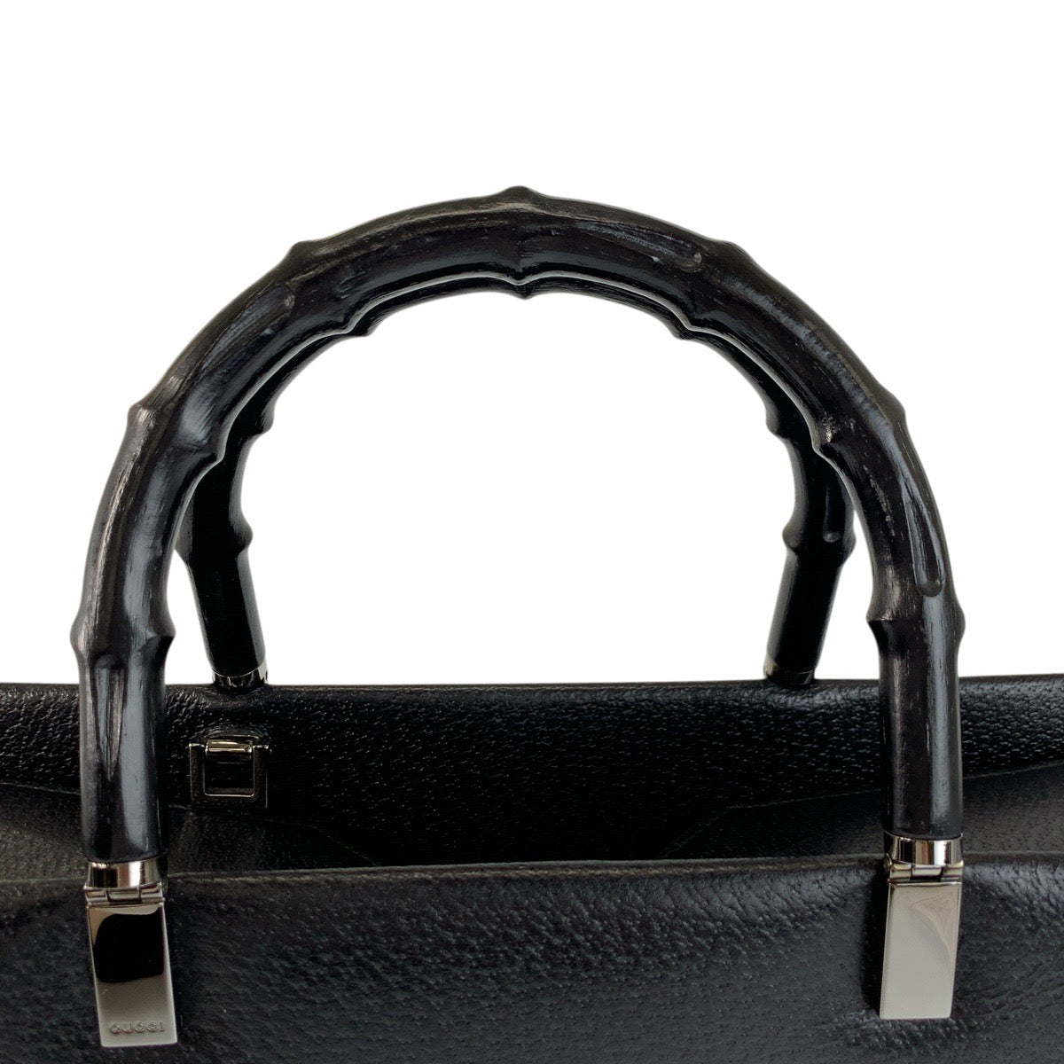 GUCCI Handbag 002 1035 leather Black Gold Metal Handbag Tote Bag Shoulder Bag 2way Bamboo Women Used Authentic