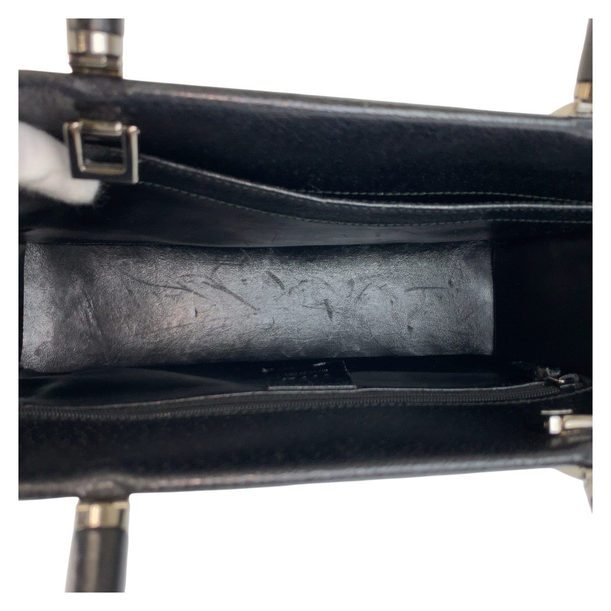 GUCCI Handbag 002 1035 leather Black Gold Metal Handbag Tote Bag Shoulder Bag 2way Bamboo Women Used Authentic