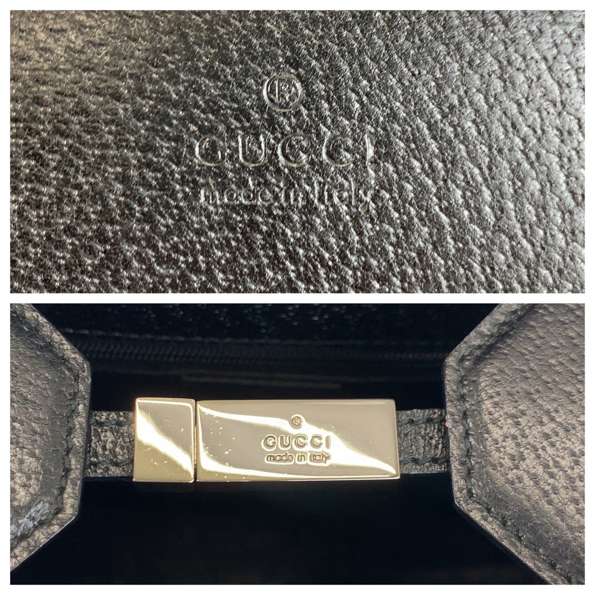 GUCCI Handbag 002 1035 leather Black Gold Metal Handbag Tote Bag Shoulder Bag 2way Bamboo Women Used Authentic