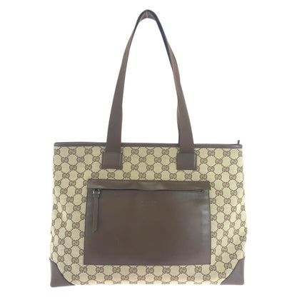 GUCCI Tote Bag 34339 GG canvas, leather Beige brown Tote Bag Shoulder Bag Women Used Authentic