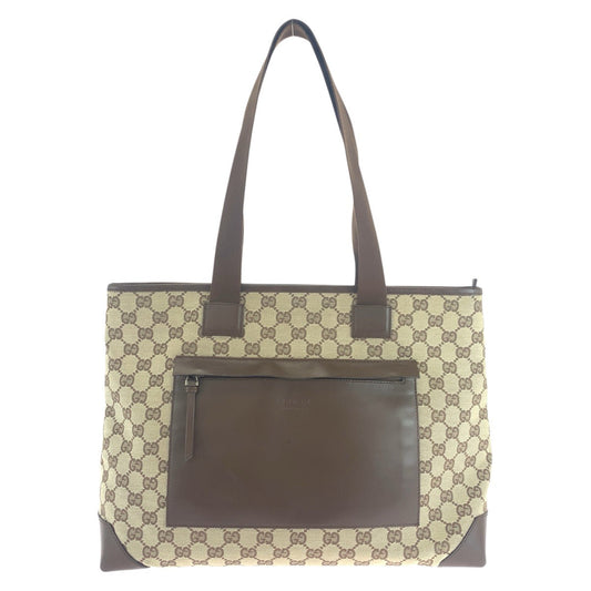 GUCCI Tote Bag 34339 GG canvas, leather Beige brown Tote Bag Shoulder Bag Women Used Authentic