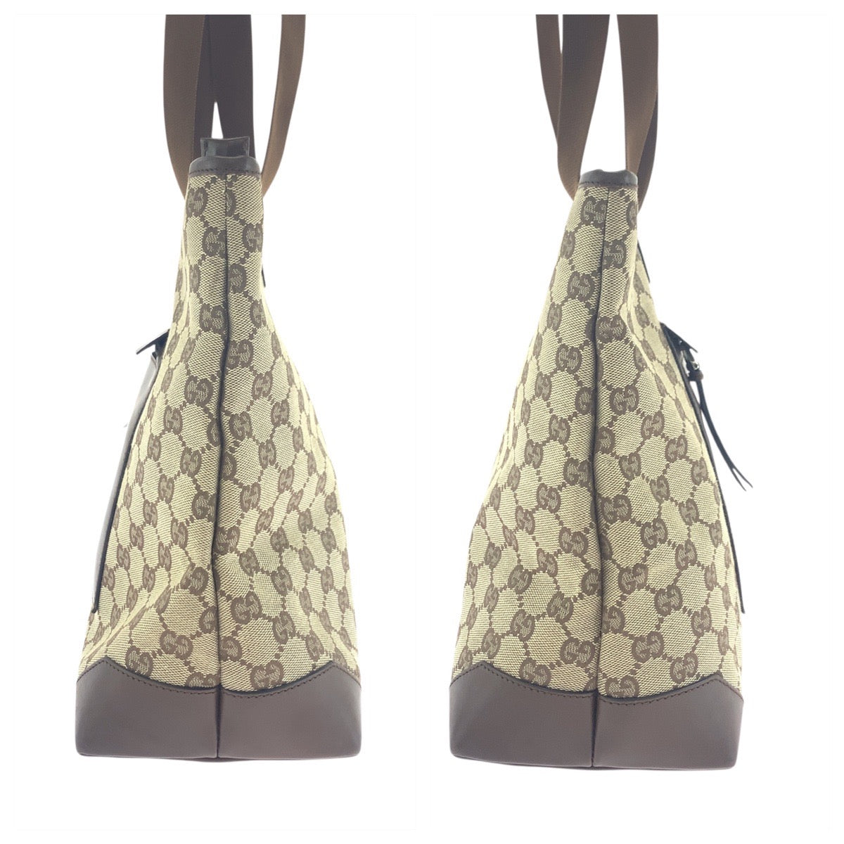 GUCCI Tote Bag 34339 GG canvas, leather Beige brown Tote Bag Shoulder Bag Women Used Authentic