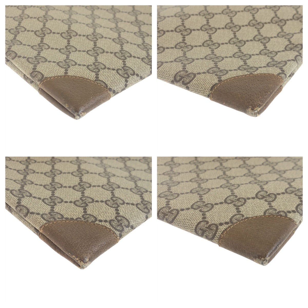 GUCCI Tote Bag 002.63.0048 GG Supreme Canvas Beige Brown Gold Metal Tote Bag Shoulder back Sherry Line Old Gucci Women Used Authentic