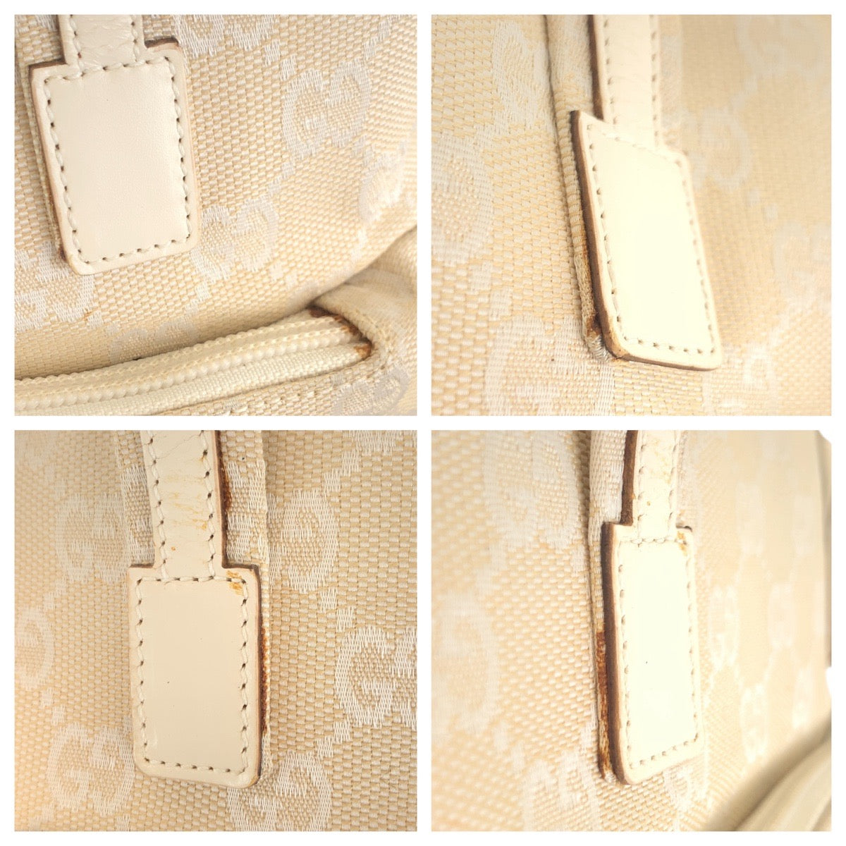 GUCCI Tote Bag 002.1079 GG canvas Beige Ivory Tote Bag handbag Women Used Authentic