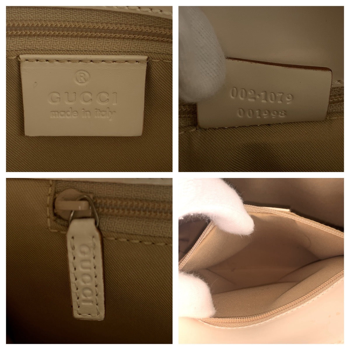 GUCCI Tote Bag 002.1079 GG canvas Beige Ivory Tote Bag handbag Women Used Authentic
