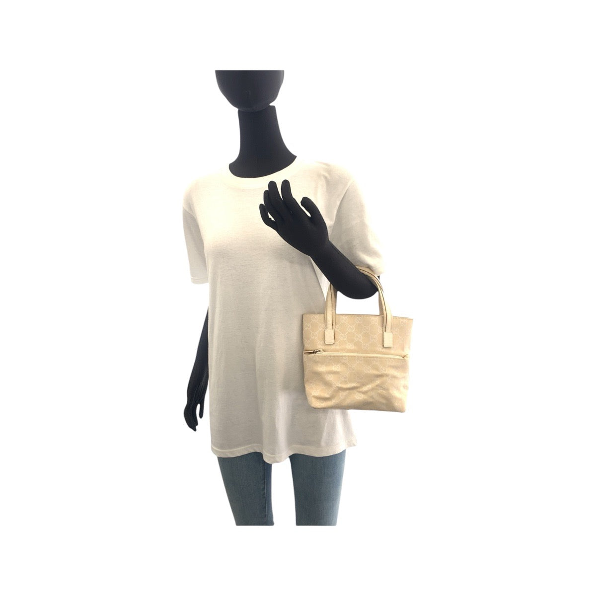 GUCCI Tote Bag 002.1079 GG canvas Beige Ivory Tote Bag handbag Women Used Authentic