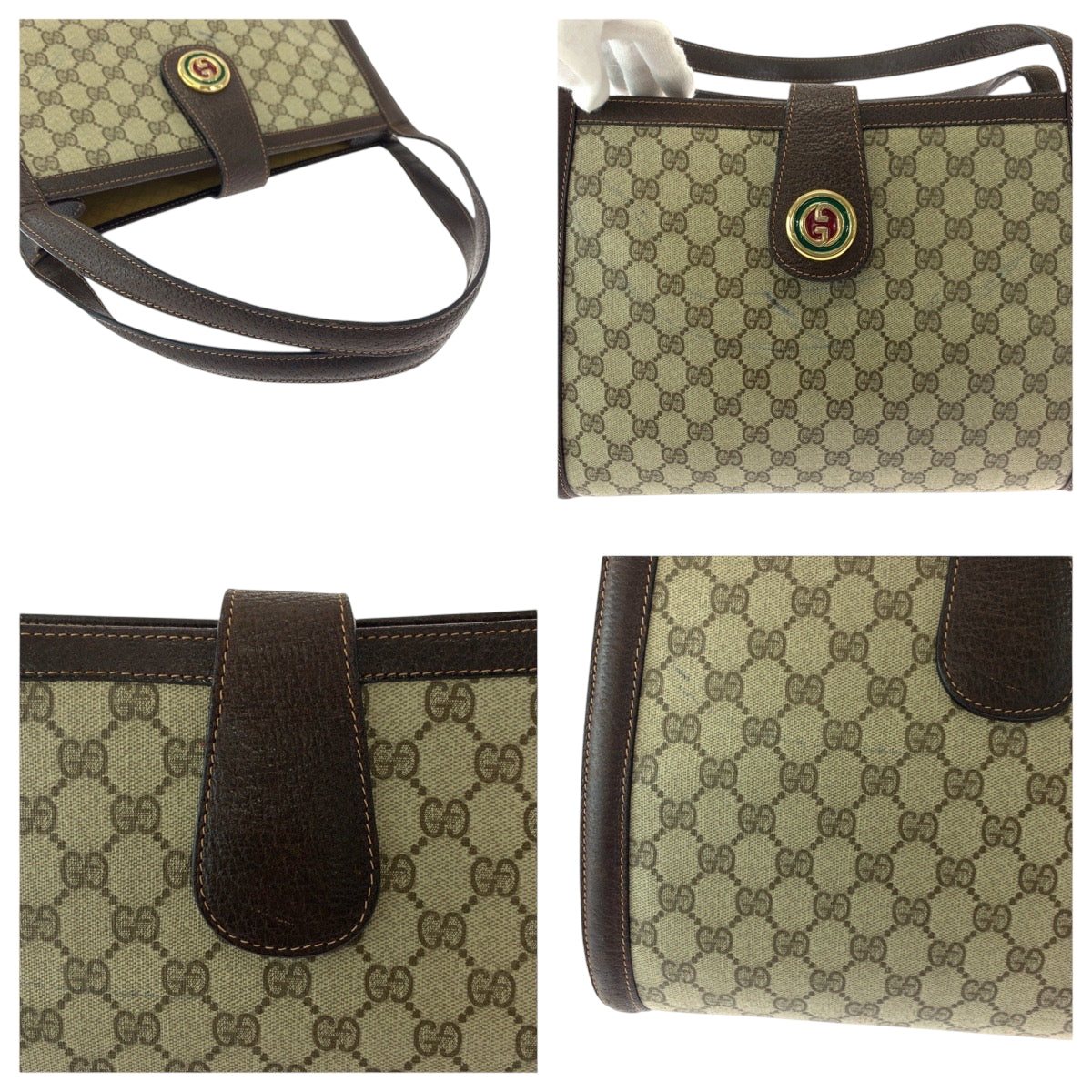 GUCCI Shoulder Bag GG Supreme Canvas Beige Brown Gold Metal Shoulder Bag Shoulder Bag Old Gucci Women Used Authentic
