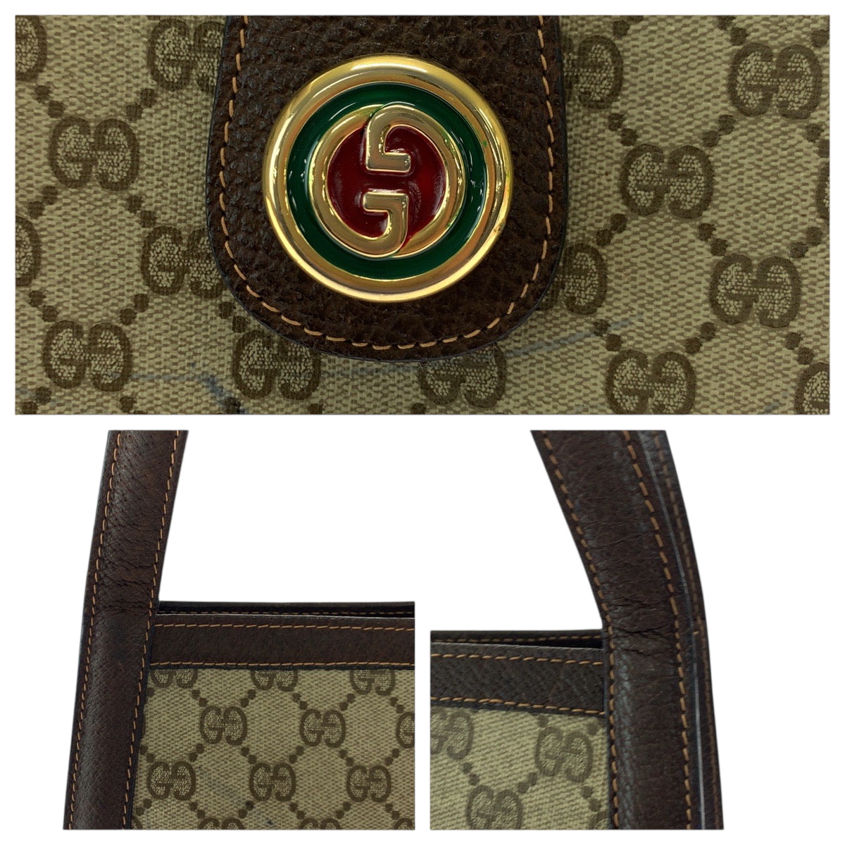 GUCCI Shoulder Bag GG Supreme Canvas Beige Brown Gold Metal Shoulder Bag Shoulder Bag Old Gucci Women Used Authentic