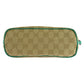 GUCCI Handbag 07198 GG canvas, leather Beige Green SilverMetal Handbag accessory pouch Women Used Authentic