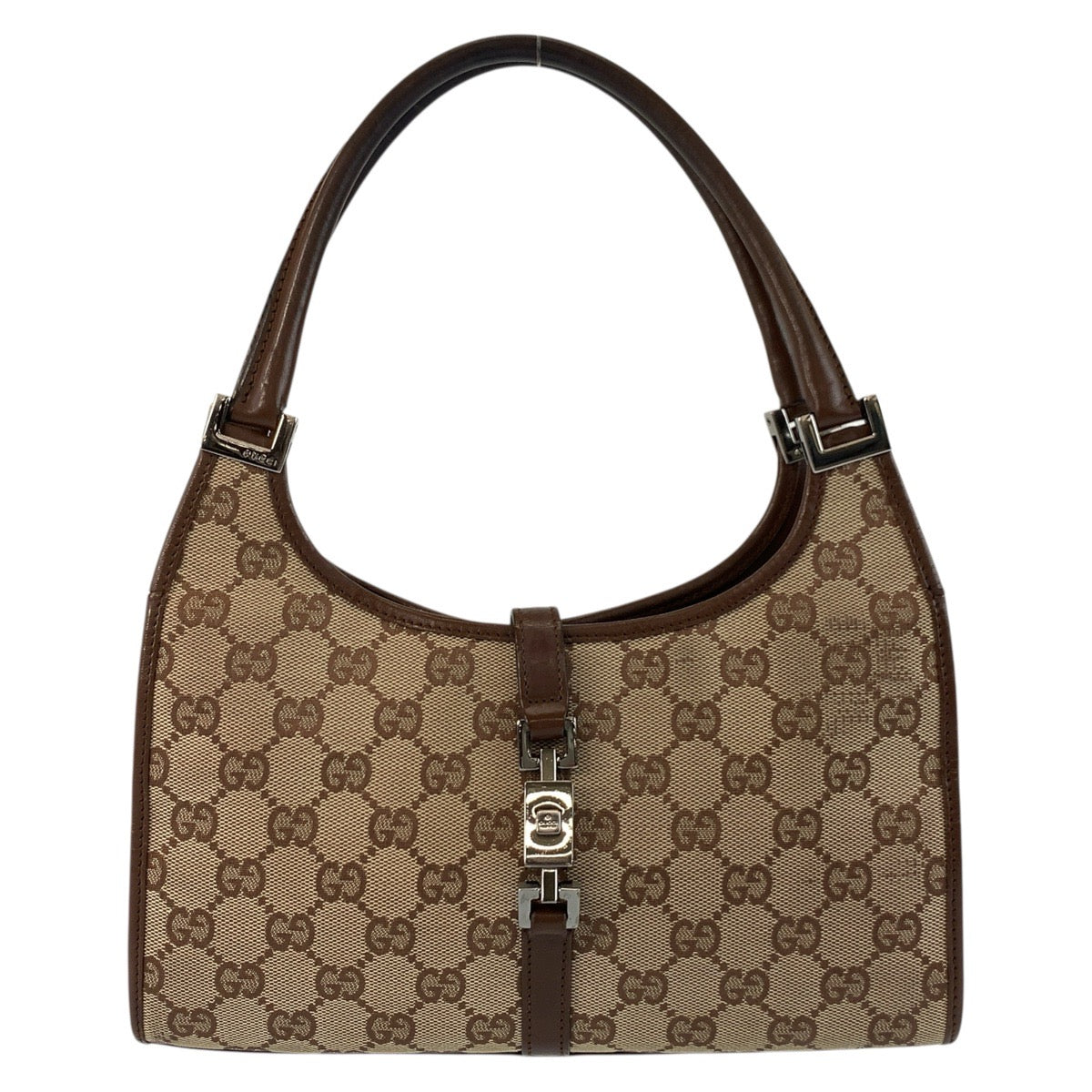 GUCCI Handbag 002 1068 GG canvas Beige Brown SilverMetal Jackie