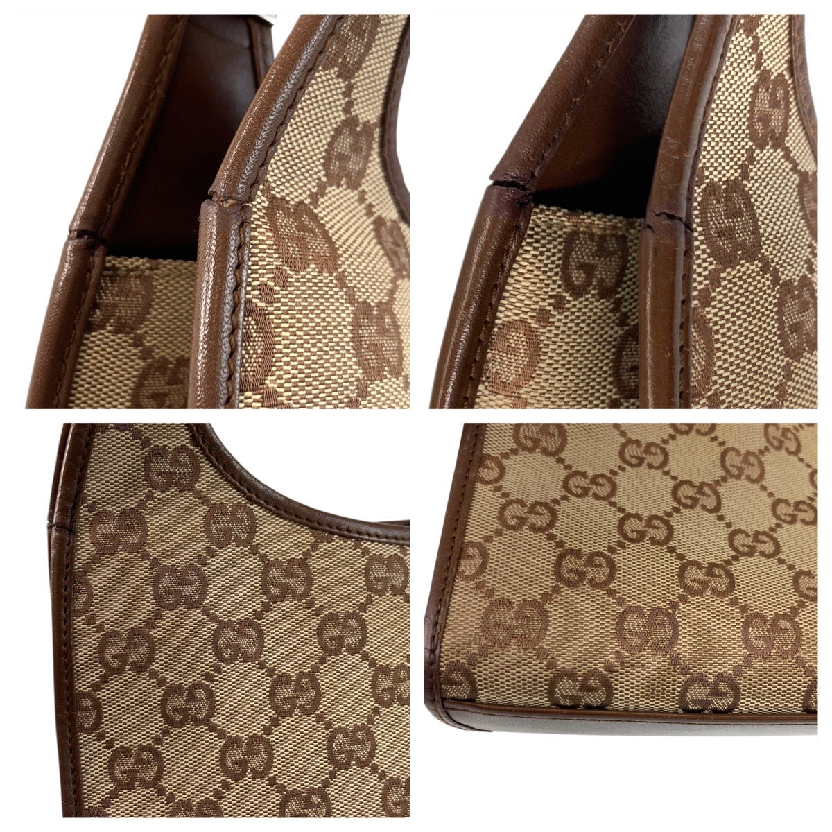 GUCCI Handbag 002 1068 GG canvas Beige Brown SilverMetal Jackie