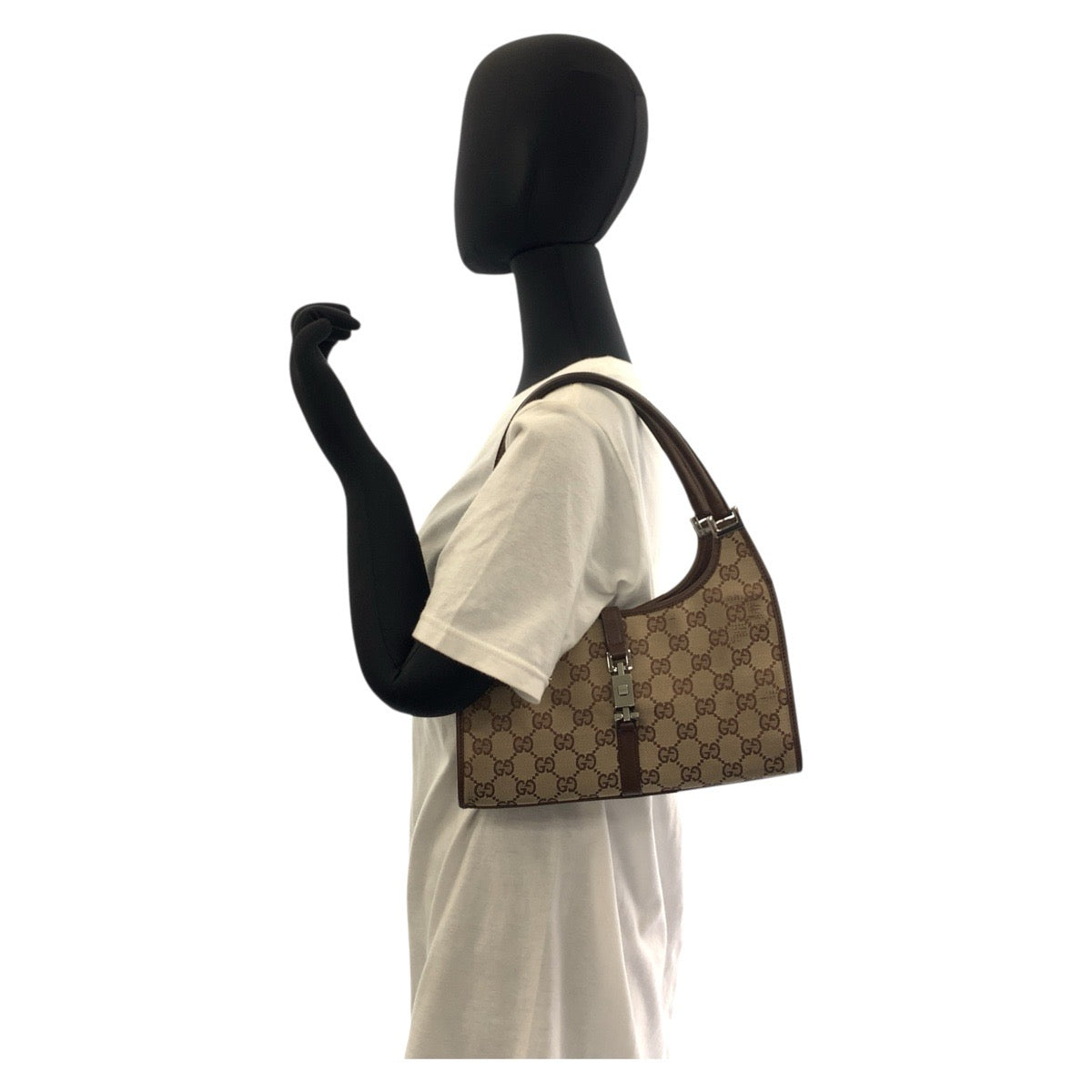 GUCCI Handbag 002 1068 GG canvas Beige Brown SilverMetal Jackie
