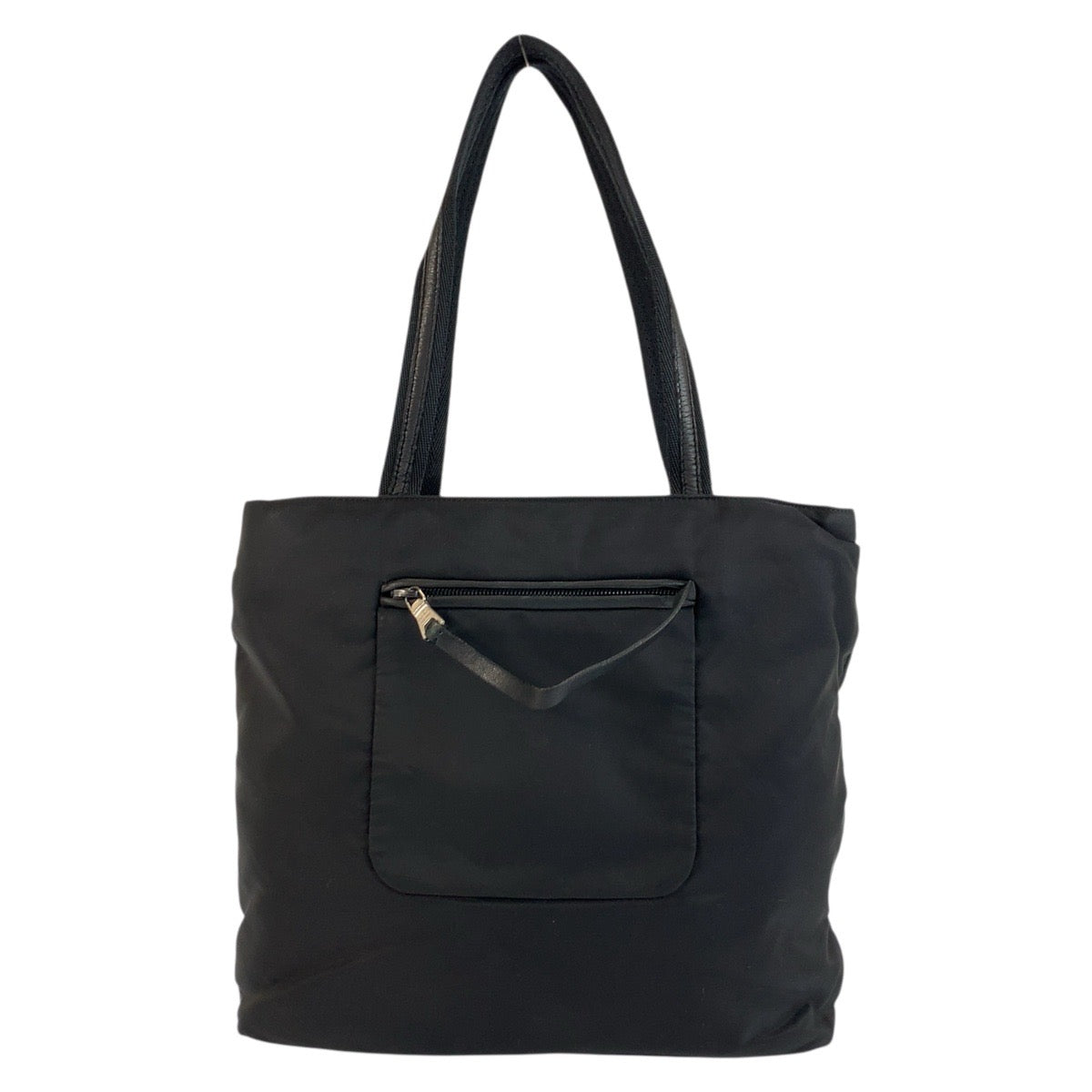 PRADA Tote Bag 22 Nylon Black SilverMetal Tote Bag Shoulder Bag Test Triangle With logo Women Used Authentic