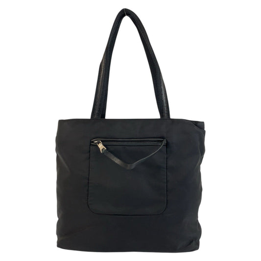 PRADA Tote Bag 22 Nylon Black SilverMetal Tote Bag Shoulder Bag Test Triangle With logo Women Used Authentic