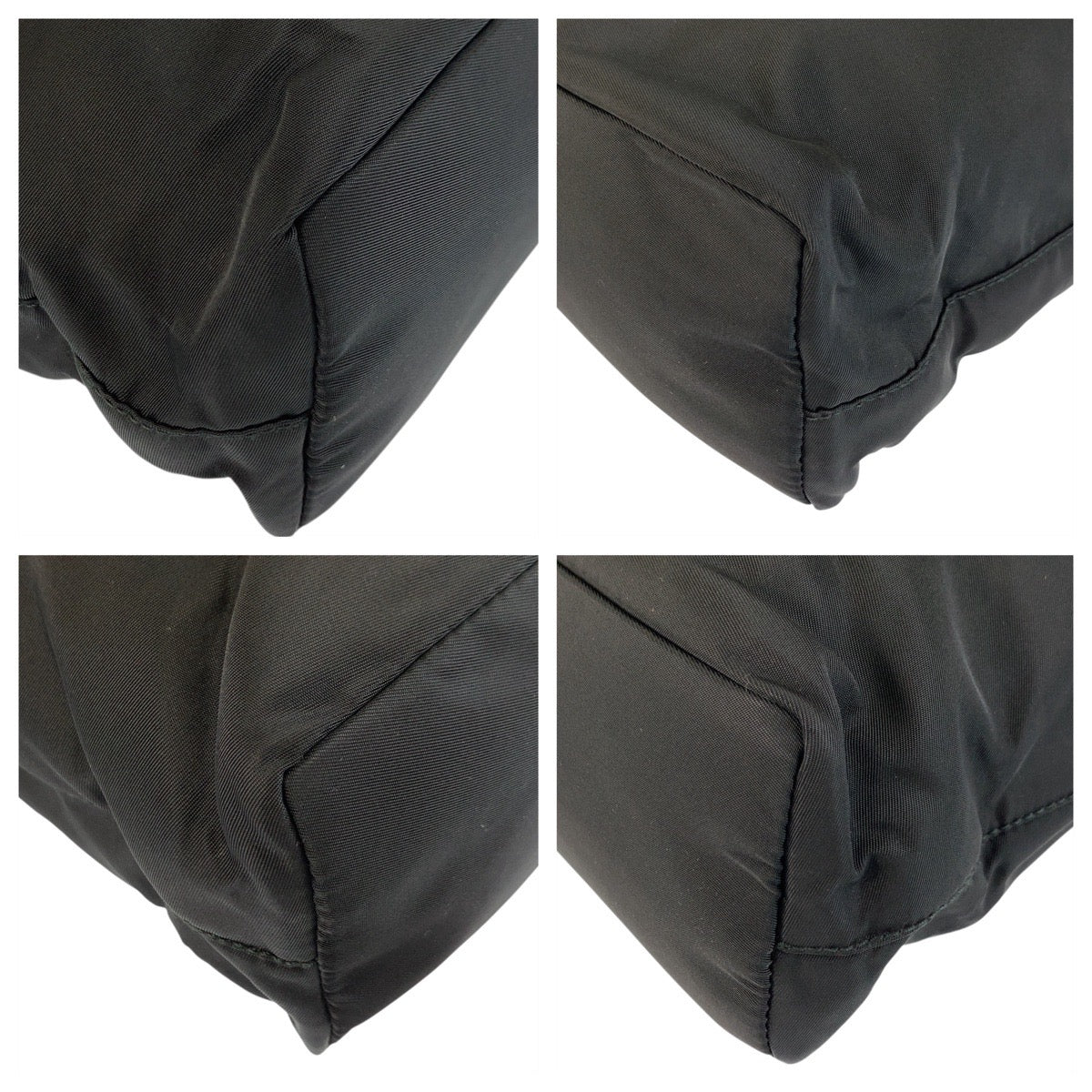 PRADA Tote Bag 22 Nylon Black SilverMetal Tote Bag Shoulder Bag Test Triangle With logo Women Used Authentic