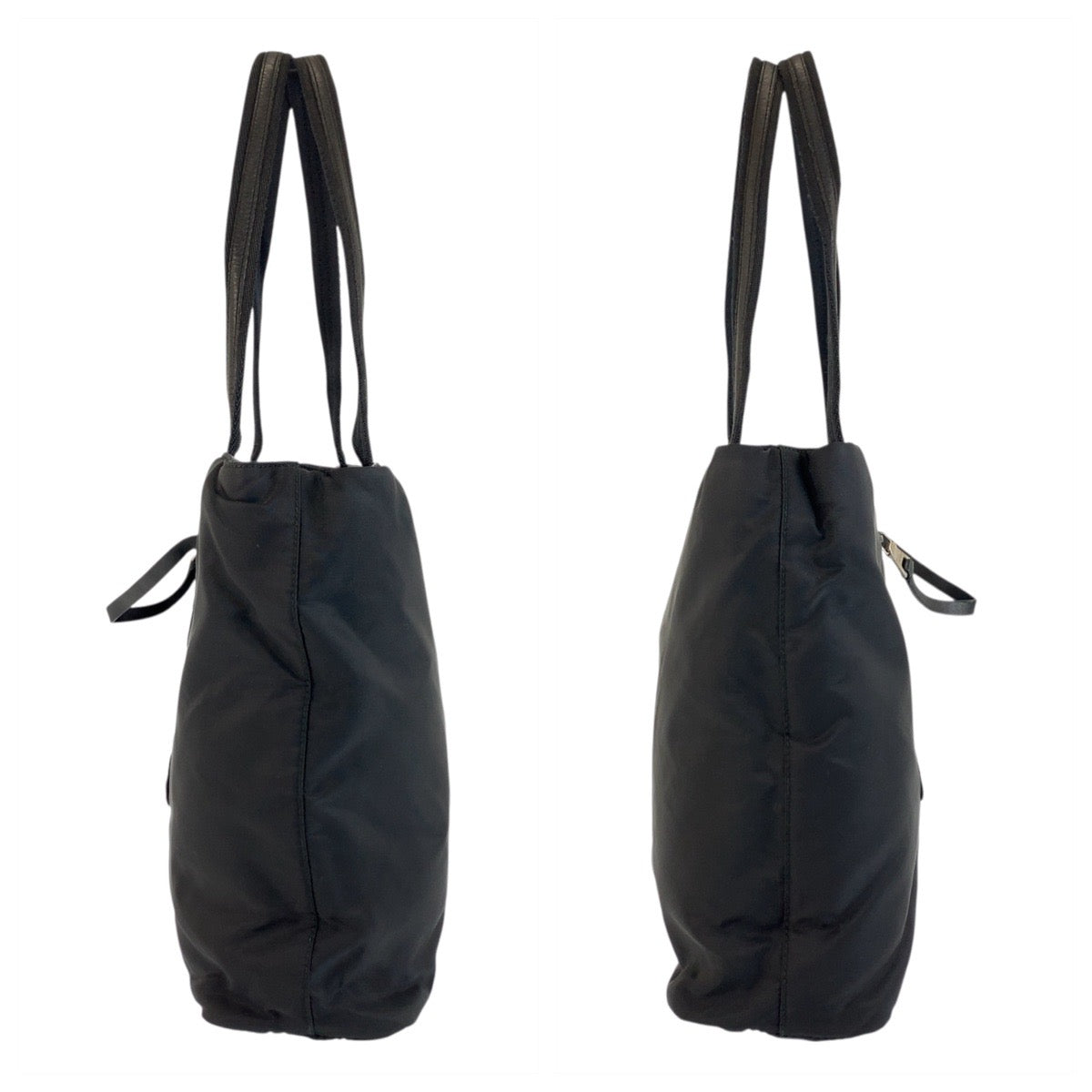 PRADA Tote Bag 22 Nylon Black SilverMetal Tote Bag Shoulder Bag Test Triangle With logo Women Used Authentic