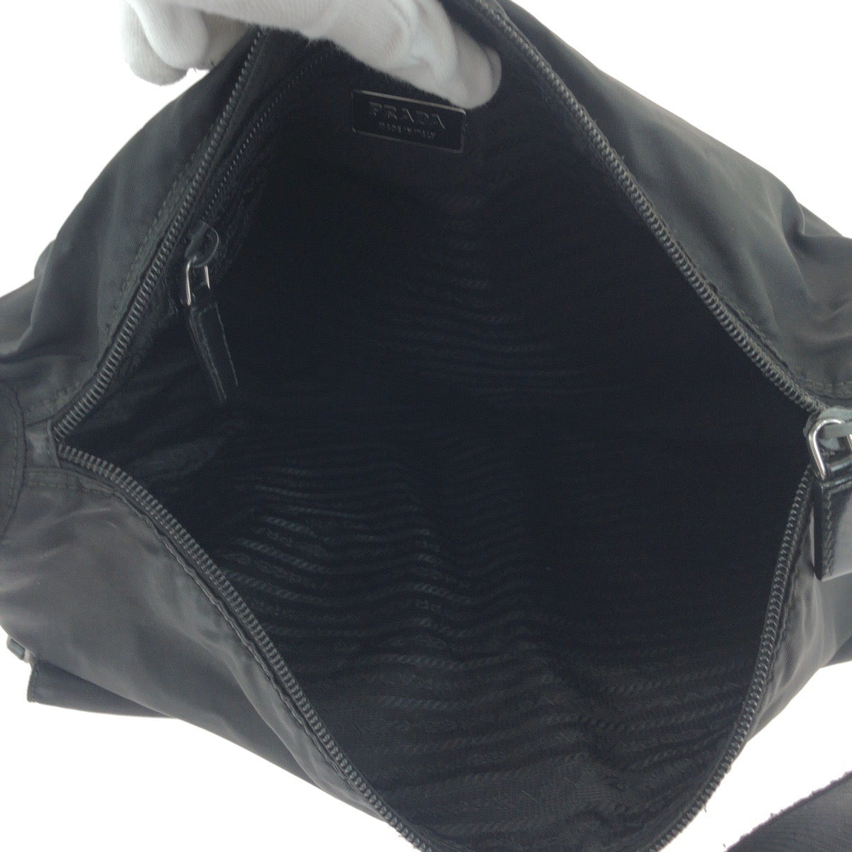 PRADA Shoulder Bag Nylon black Jolder Bag Messenger Bag Test Triangle With logo Women Used Authentic