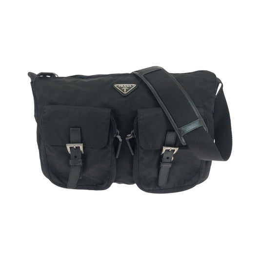 PRADA Shoulder Bag Nylon black Jolder Bag Messenger Bag Test Triangle With logo Women Used Authentic