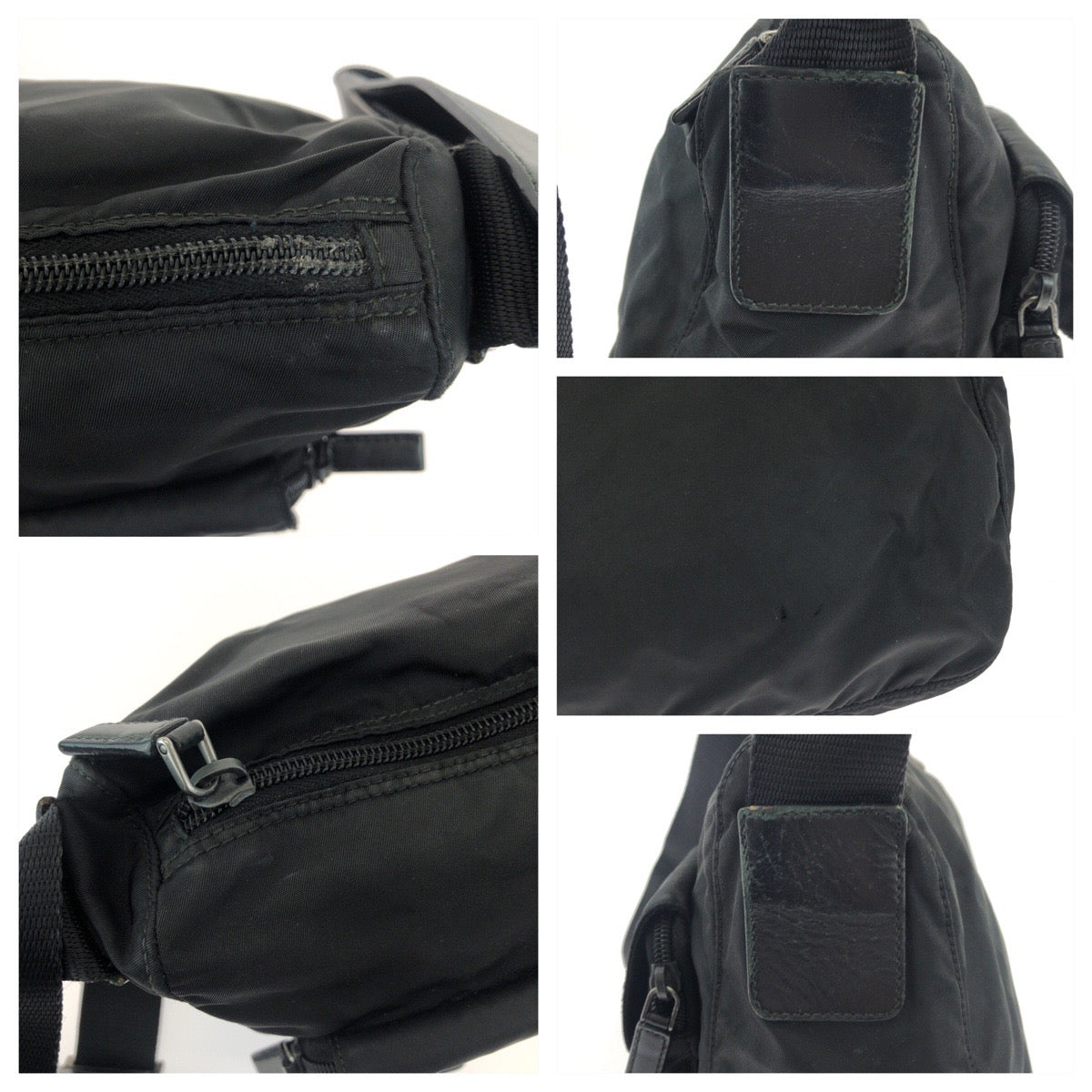 PRADA Shoulder Bag Nylon black Jolder Bag Messenger Bag Test Triangle With logo Women Used Authentic