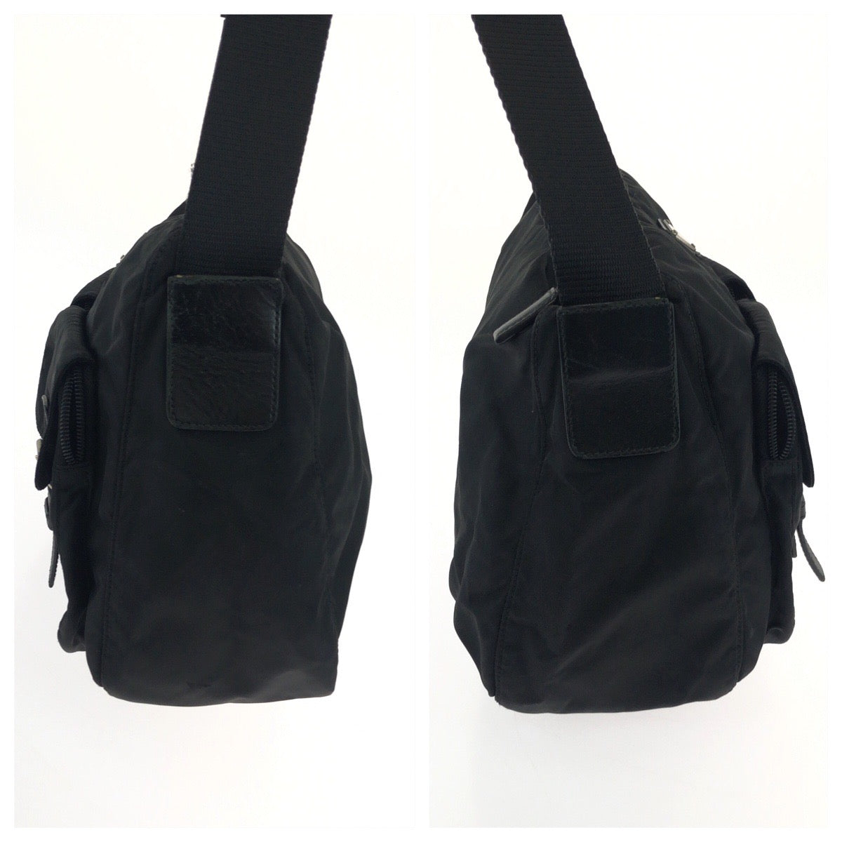 PRADA Shoulder Bag Nylon black Jolder Bag Messenger Bag Test Triangle With logo Women Used Authentic