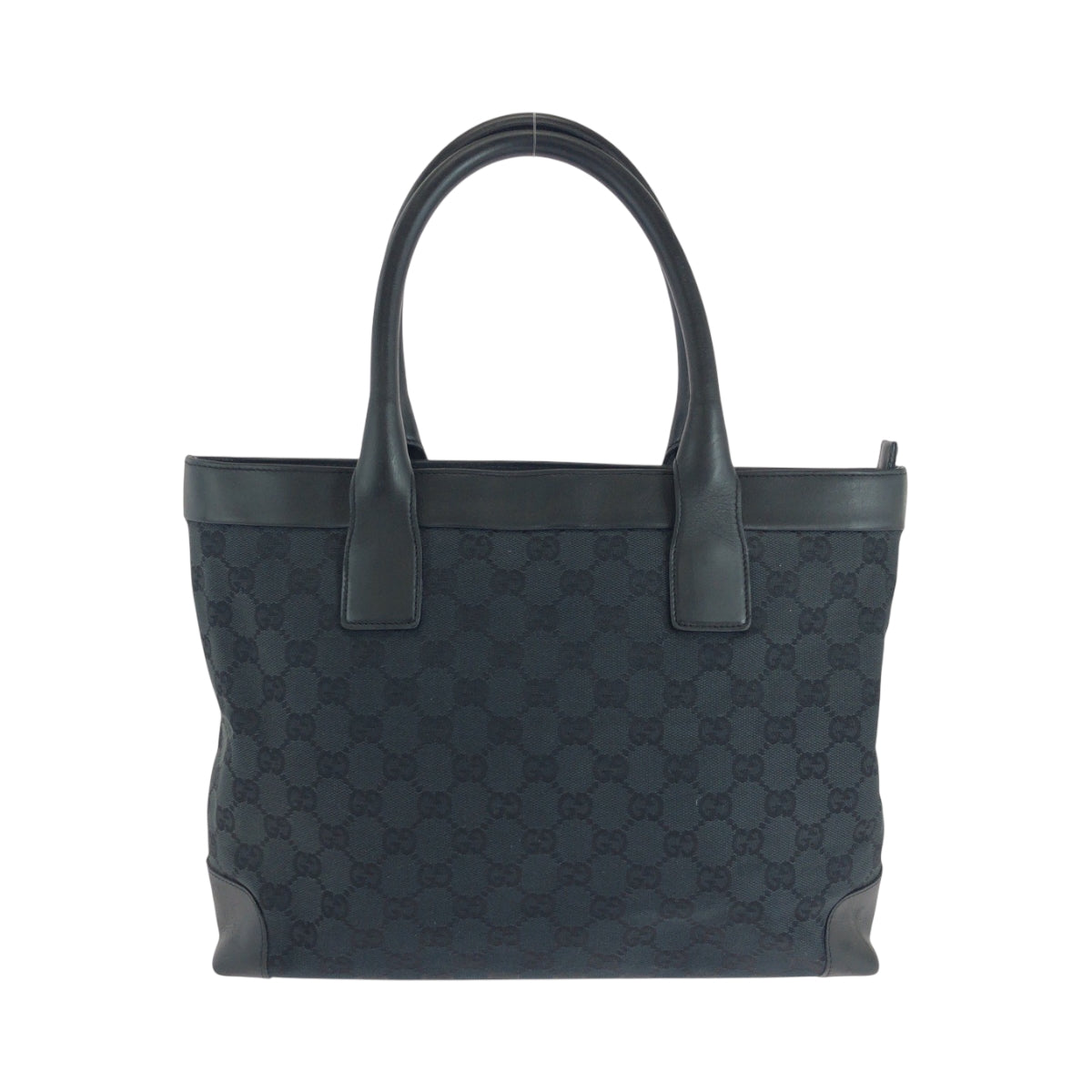 GUCCI Tote Bag 002 1119 GG canvas Black SilverMetal Tote Bag handbag Women Used Authentic