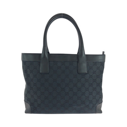 GUCCI Tote Bag 002 1119 GG canvas Black SilverMetal Tote Bag handbag Women Used Authentic