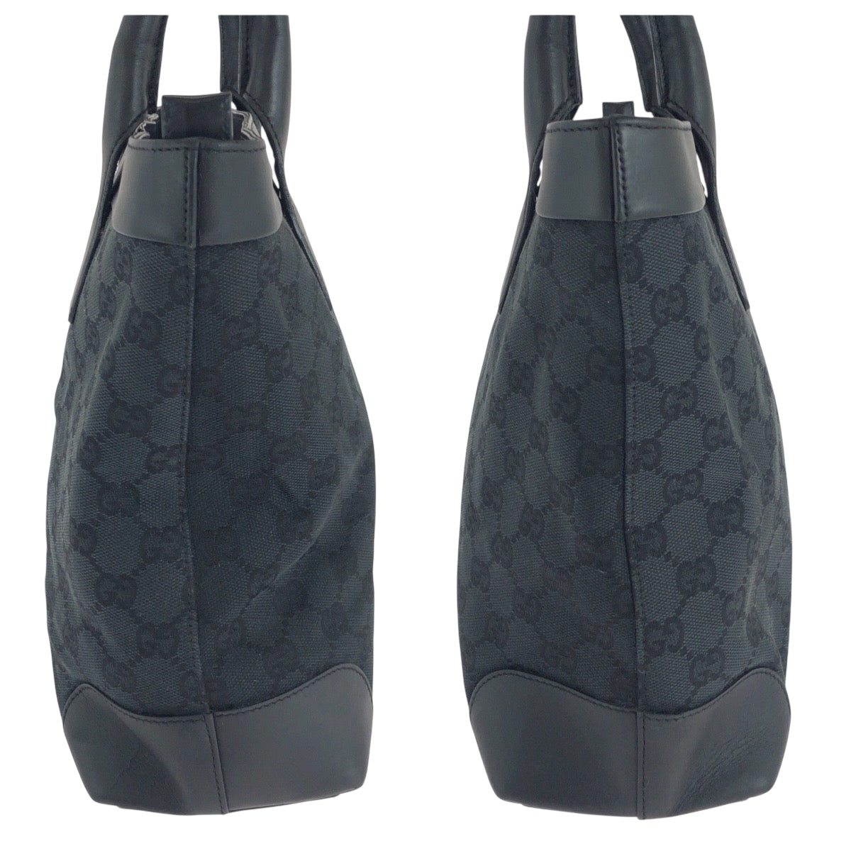 GUCCI Tote Bag 002 1119 GG canvas Black SilverMetal Tote Bag handbag Women Used Authentic