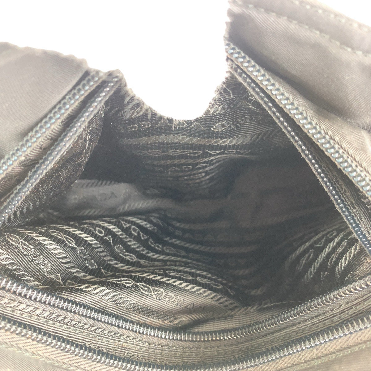 PRADA Tote Bag Nylon Black SilverMetal Tote Bag Shoulder Bag Test Triangle With logo Women Used Authentic
