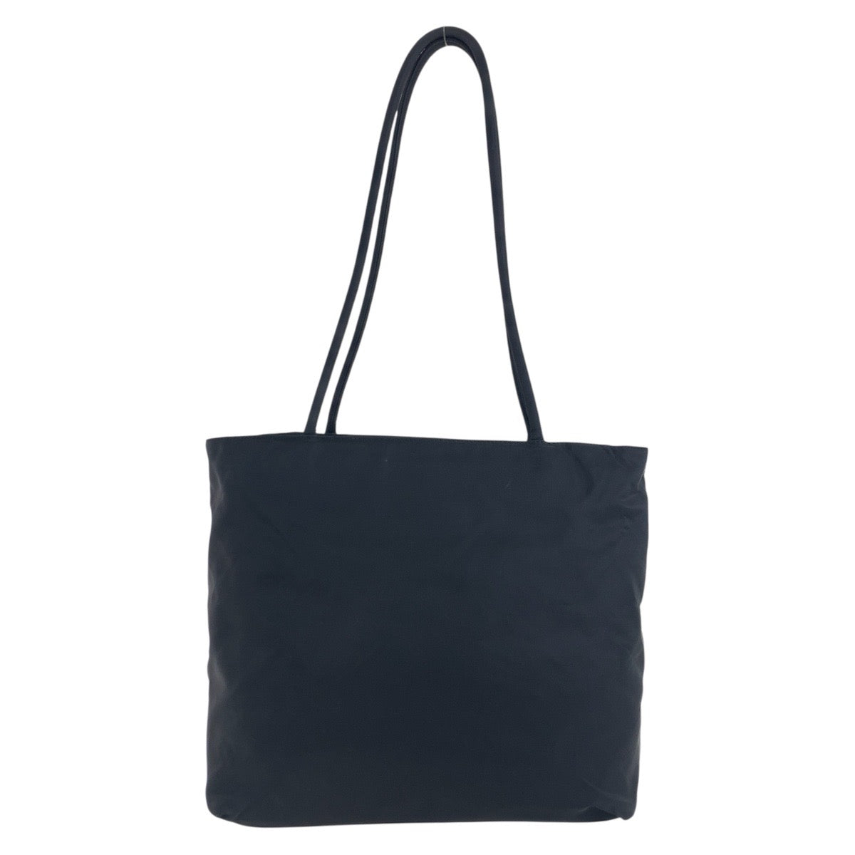 PRADA Tote Bag Nylon Black SilverMetal Tote Bag Shoulder Bag Test Triangle With logo Women Used Authentic
