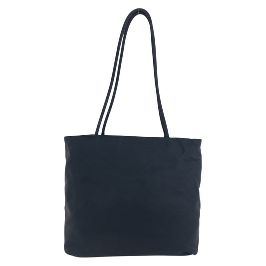 PRADA Tote Bag Nylon Black SilverMetal Tote Bag Shoulder Bag Test Triangle With logo Women Used Authentic