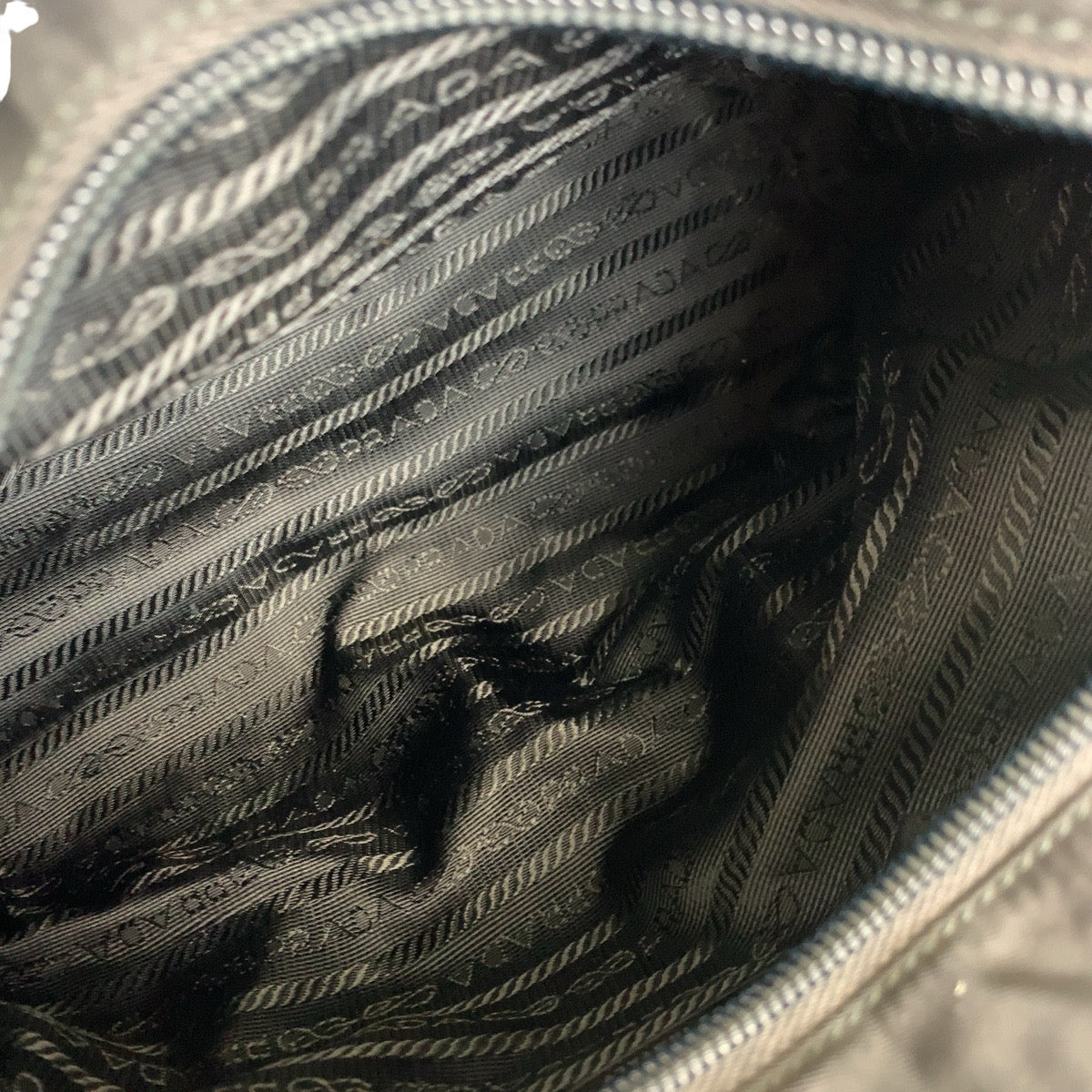 PRADA Tote Bag Nylon Black SilverMetal Tote Bag Shoulder Bag Test Triangle With logo Women Used Authentic