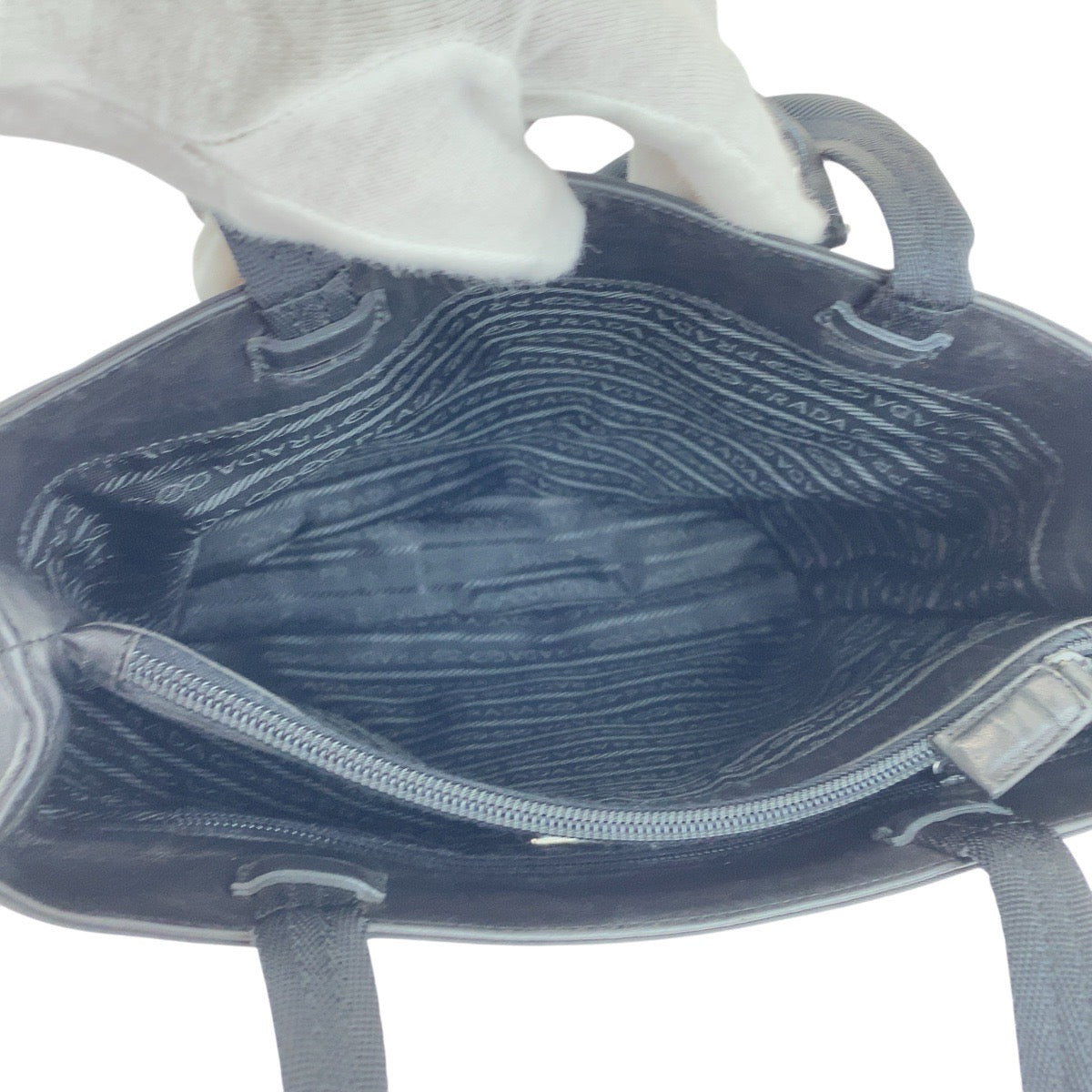PRADA Tote Bag Nylon, Leather Black SilverMetal Tote Bag Shoulder Bag Test Triangle With logo Women Used Authentic