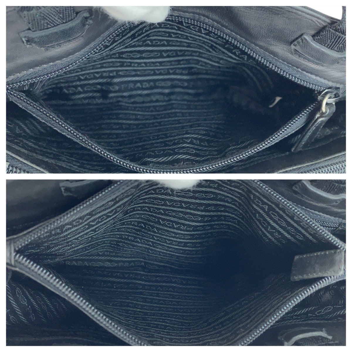 PRADA Tote Bag Nylon, Leather Black SilverMetal Tote Bag Shoulder Bag Test Triangle With logo Women Used Authentic