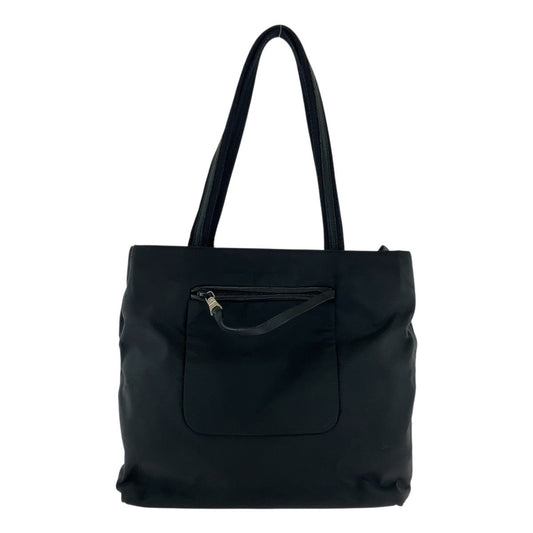 PRADA Tote Bag Nylon, Leather Black SilverMetal Tote Bag Shoulder Bag Test Triangle With logo Women Used Authentic