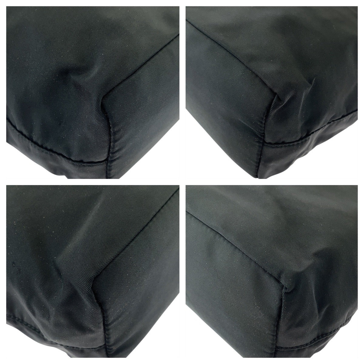 PRADA Tote Bag Nylon, Leather Black SilverMetal Tote Bag Shoulder Bag Test Triangle With logo Women Used Authentic