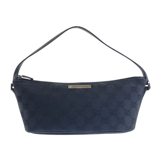 GUCCI Handbag 07198 GG canvas, leather Black SilverMetal Handbag accessory pouch Women Used Authentic