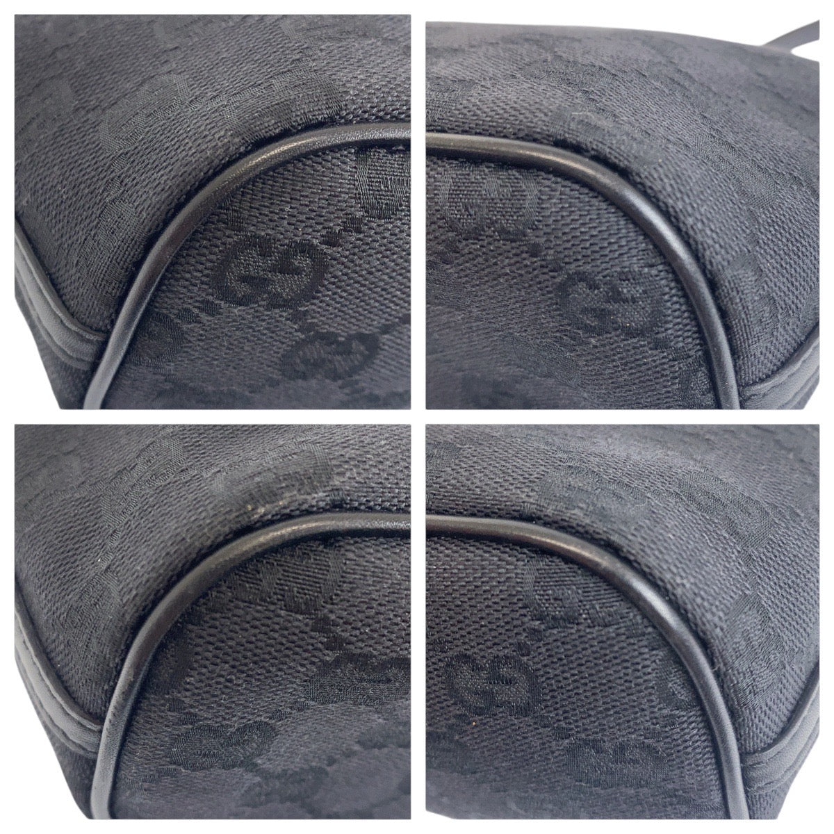 GUCCI Handbag 07198 GG canvas, leather Black SilverMetal Handbag accessory pouch Women Used Authentic