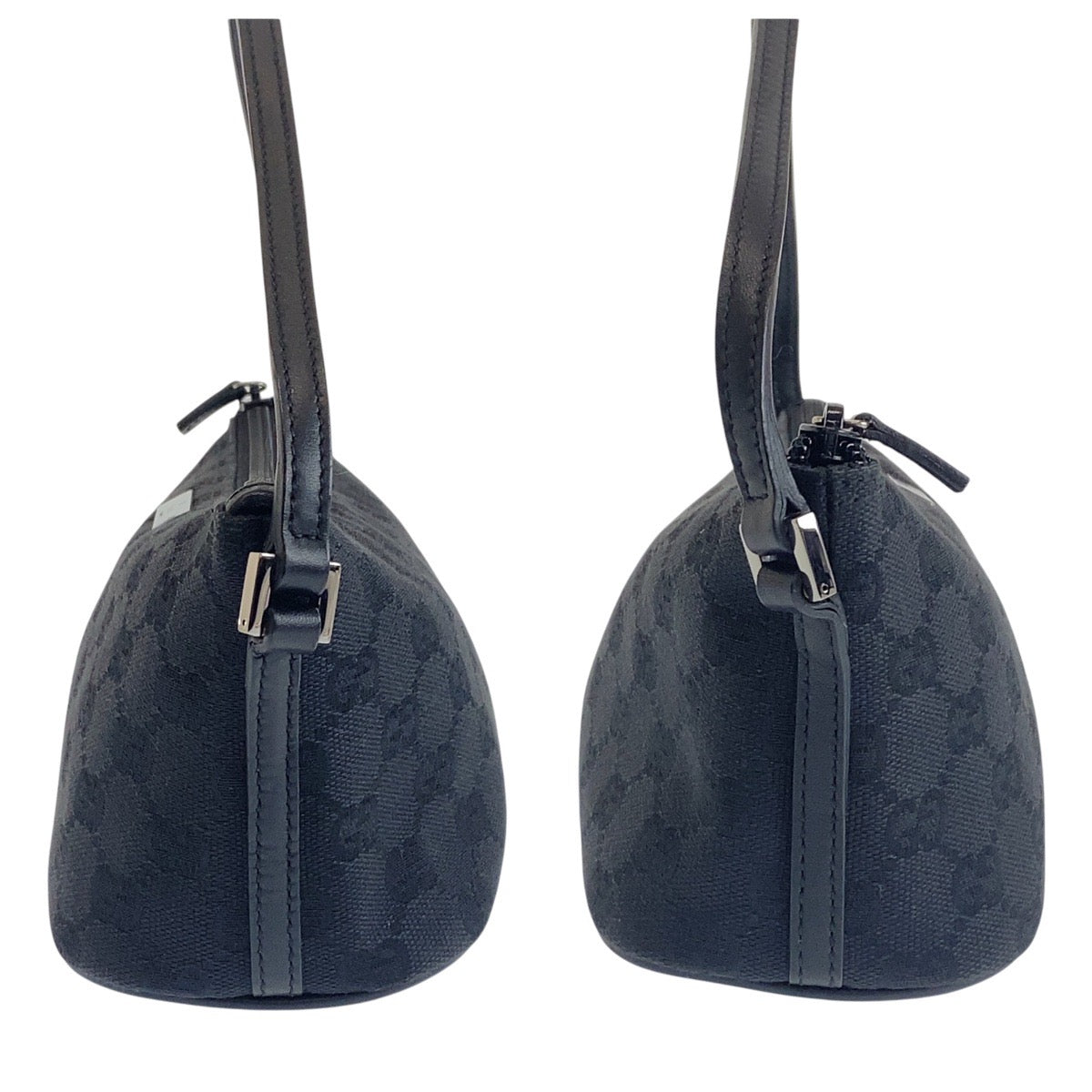 GUCCI Handbag 07198 GG canvas, leather Black SilverMetal Handbag accessory pouch Women Used Authentic
